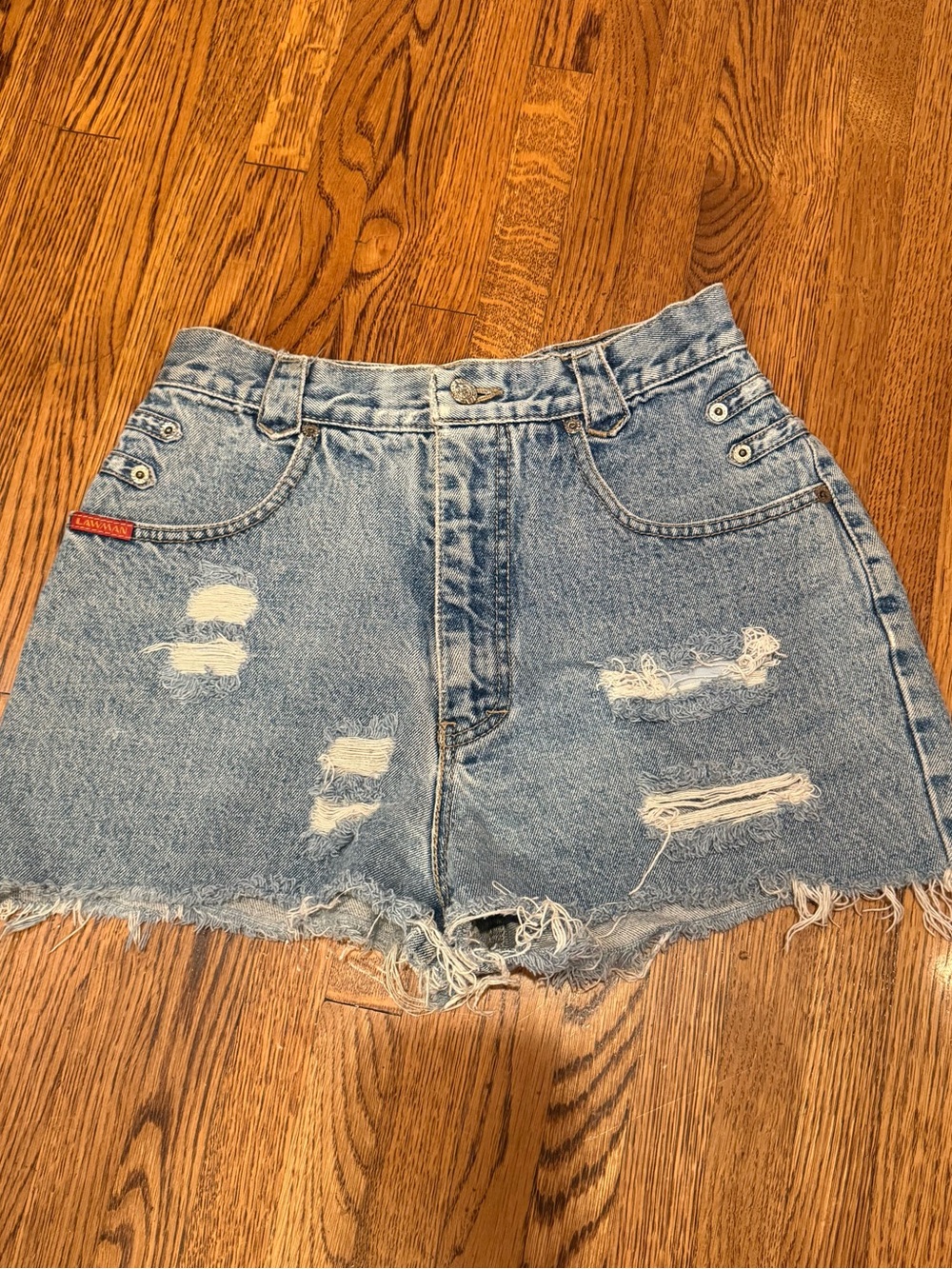 American Vintage Light Blue Distressed Denim Shorts